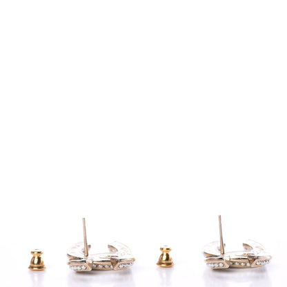 Chanel Pearl Crystal CC Earrings Gold 2 of 5