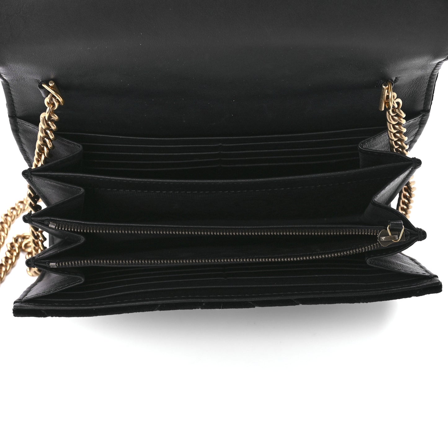 Velvet Matelasse GG Marmont Chain Wallet Black