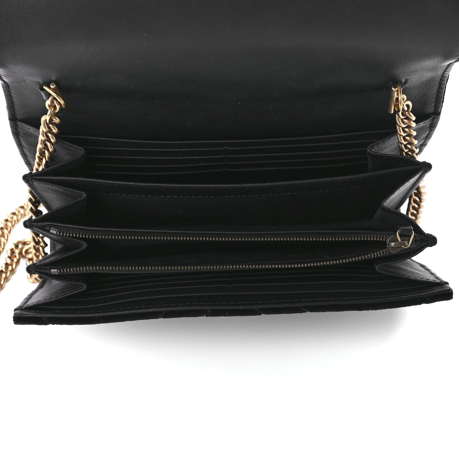 Gucci Velvet Matelasse GG Marmont Chain Wallet Black 5 of 12