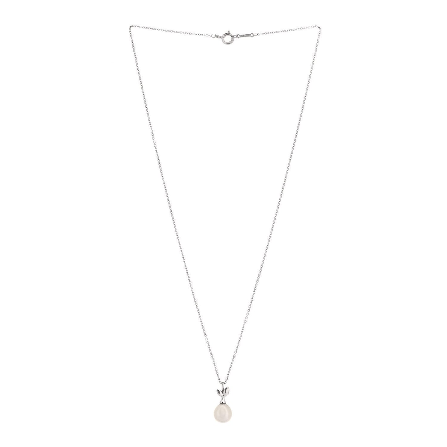 Sterling Silver Pearl Paloma Picasso Olive Leaf Drop Pendant Necklace
