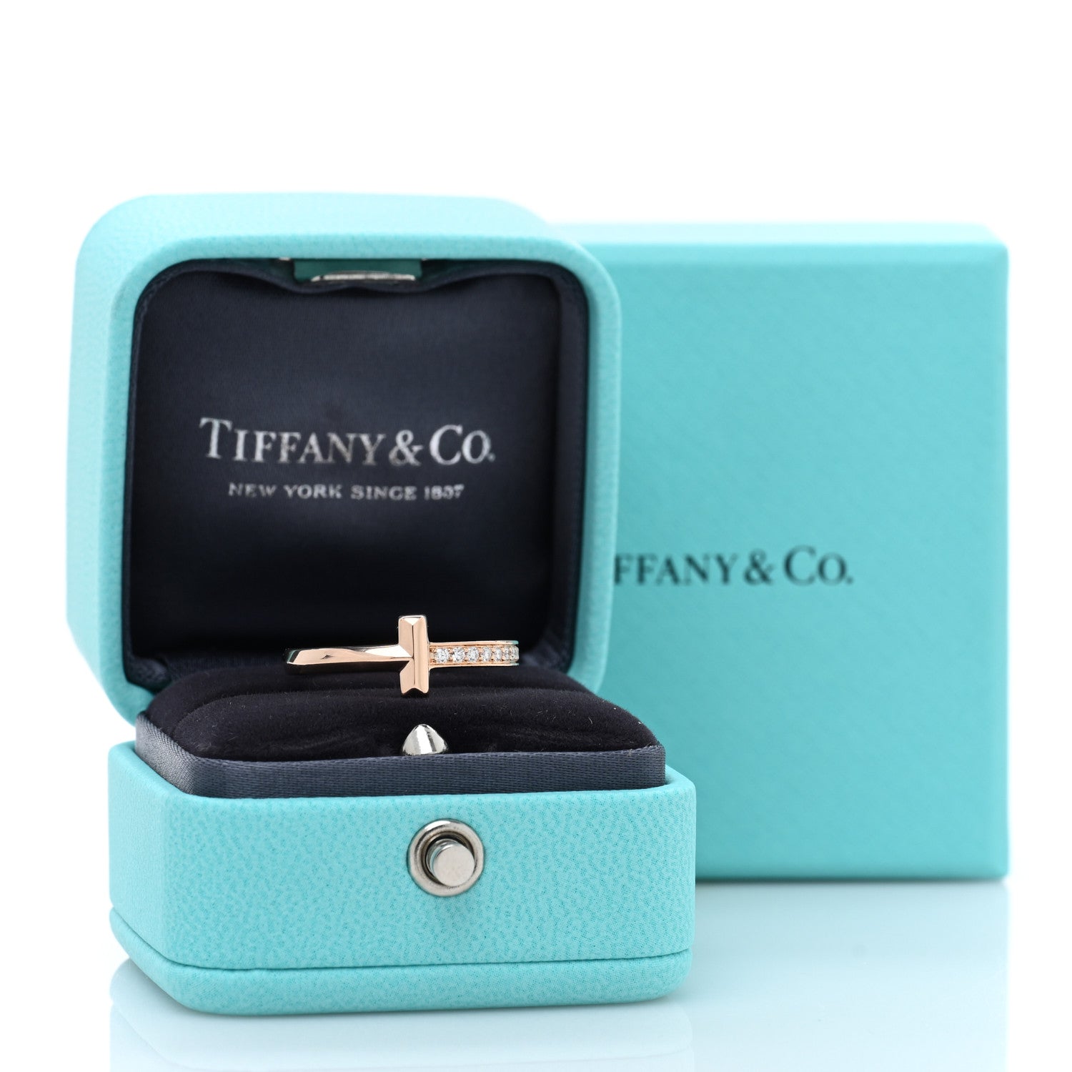 Tiffany 18K Rose Gold Diamond 2.5mm T T1 Ring 54 6.75 5 of 5