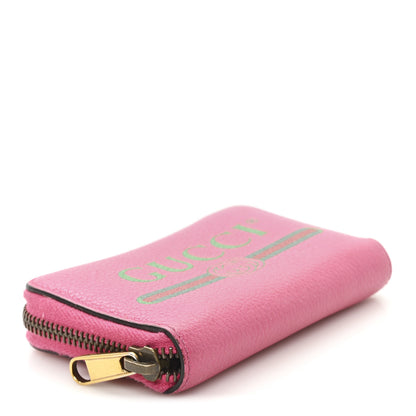 Gucci Grained Calfskin Logo Zip Around Card Case Box Pink Green 4 of 6