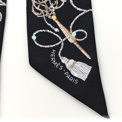 Hermes Silk Les Cles A Pois Twilly Black Beige Rose Multicolor 3 of 4