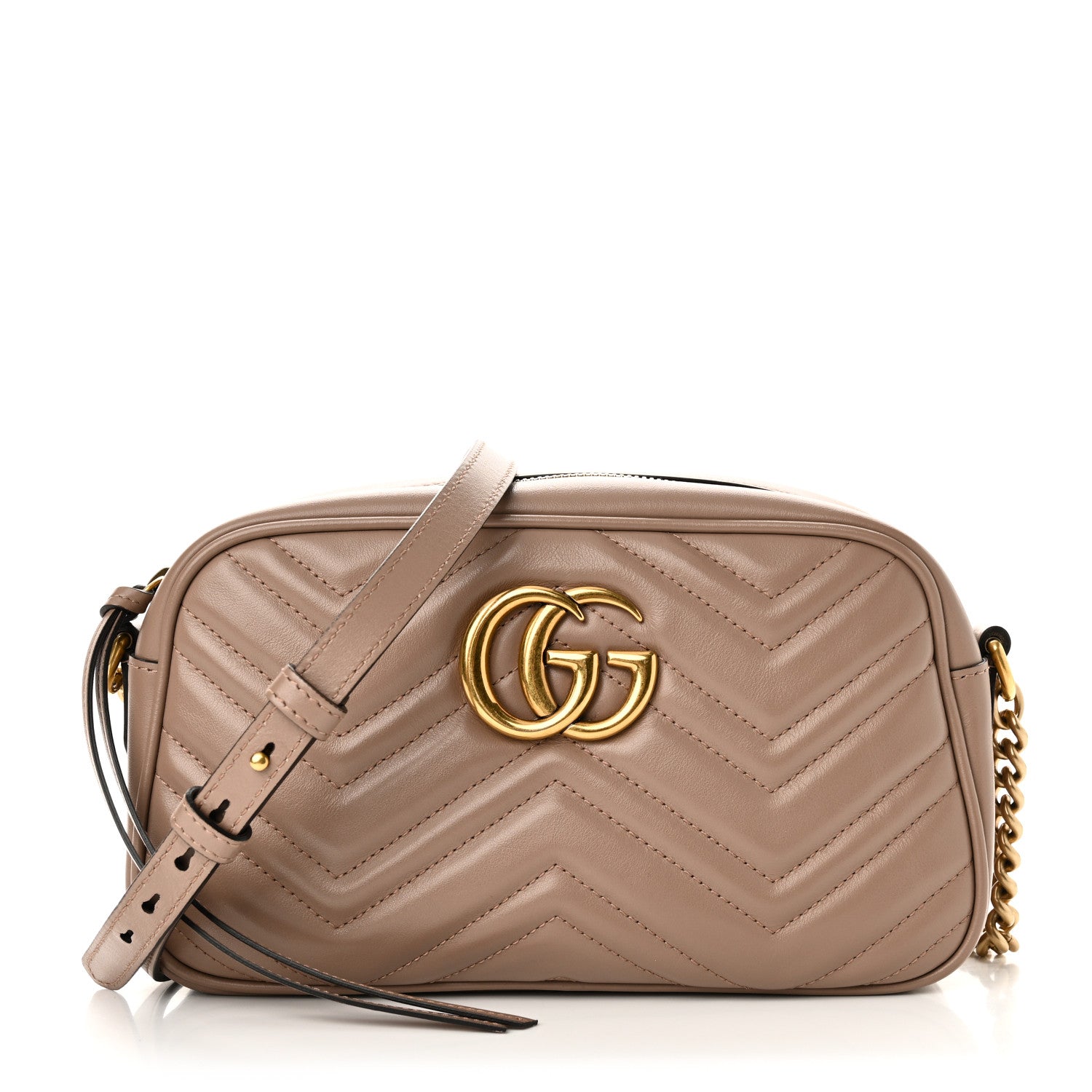 Gucci Calfskin Matelasse Small GG Marmont Chain Shoulder Bag Porcelain Rose 2 of 19