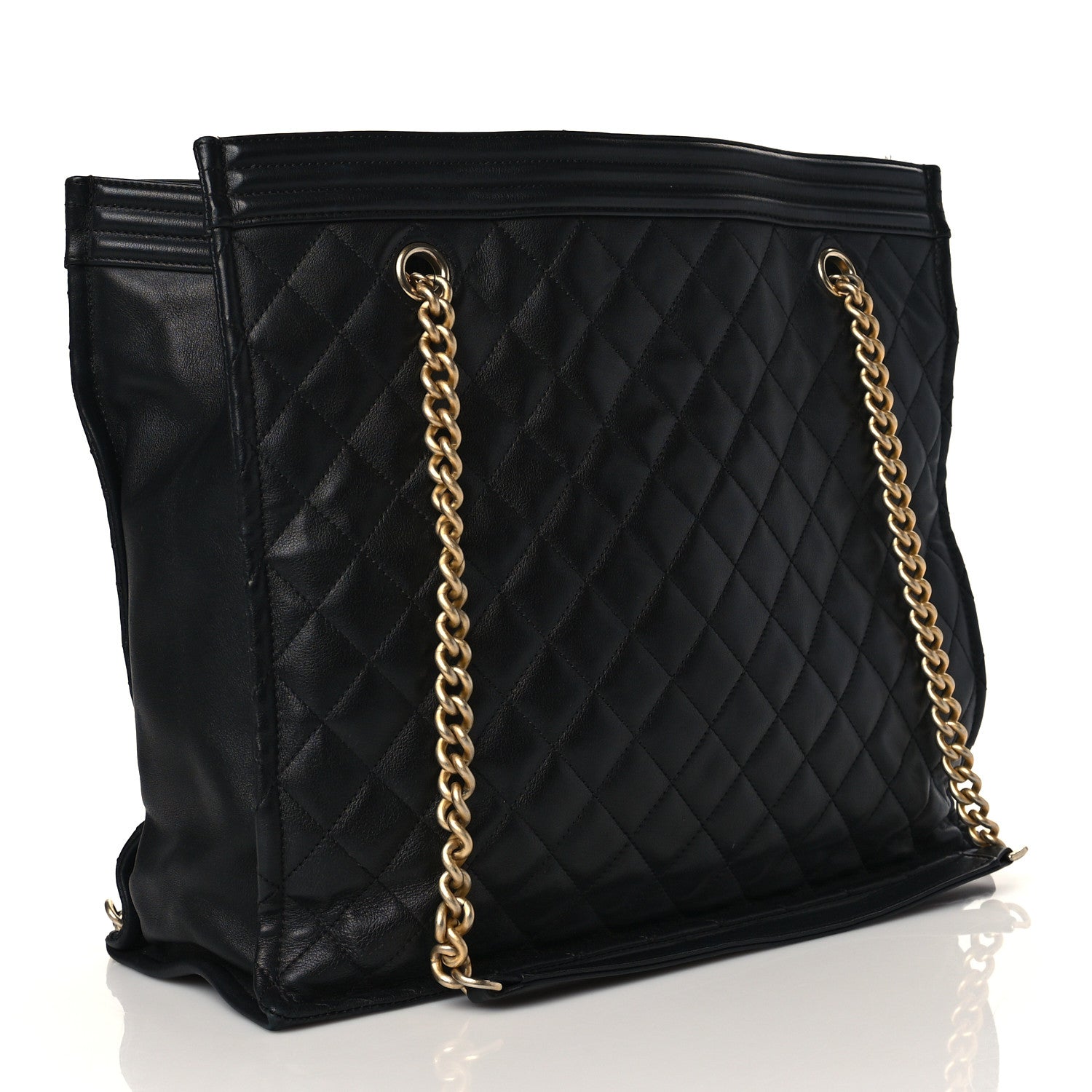 Chanel Calfskin Quilted Large Boy Tote Black 2 of 13