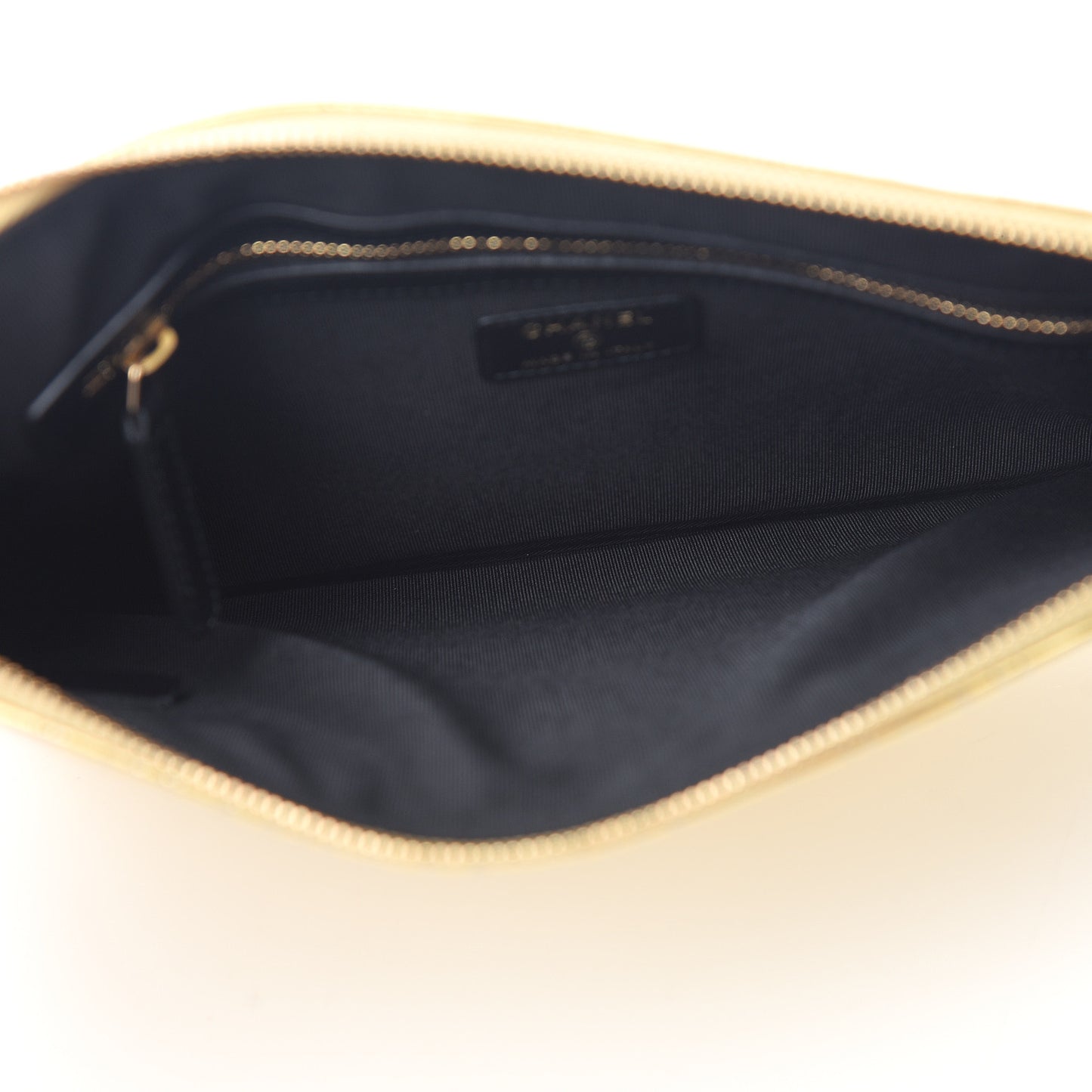 Metallic Crocodile Calfskin Embossed Medium Cocodile Cosmetic Case Gold