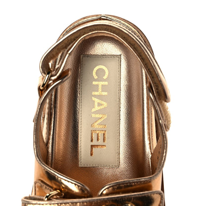 Chanel Metallic Laminated Calfskin Velcro Dad Sandals 36.5 Golden 7 of 9