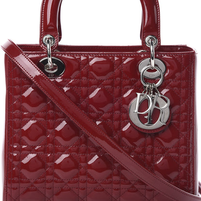 Christian Dior Patent Cannage Medium Lady Dior Red 9 of 11