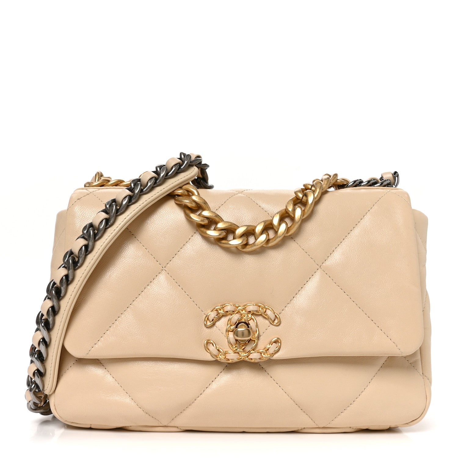Chanel Goatskin Quilted Medium Chanel 19 Flap Beige 1 of 10