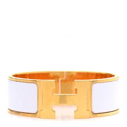 Hermes Enamel Wide Clic Clac H Bracelet PM White 1 of 5