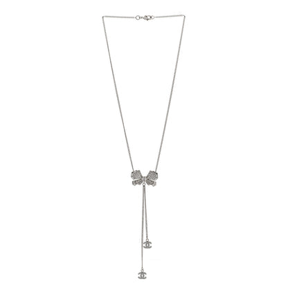 Chanel Crystal Butterfly CC Lariat Necklace Silver 3 of 6