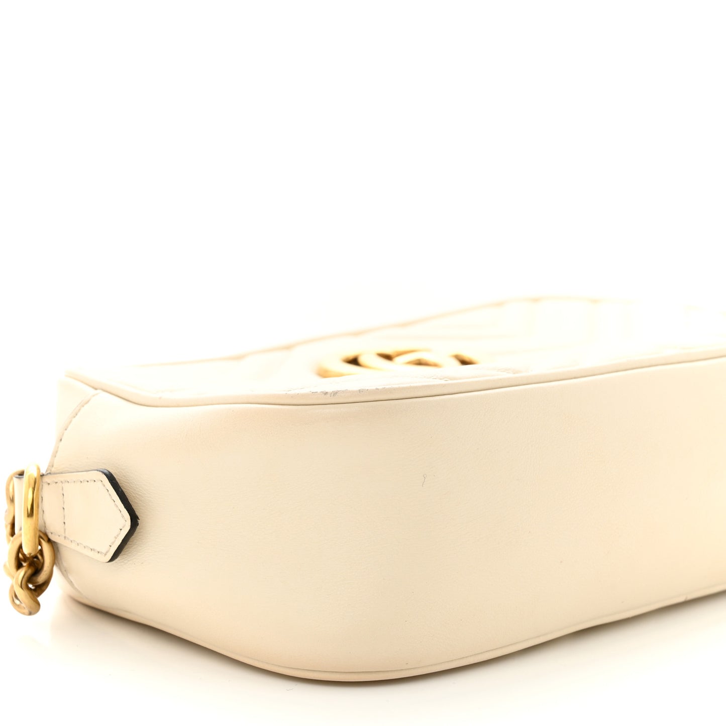 Calfskin Matelasse Small GG Marmont Chain Shoulder Bag White
