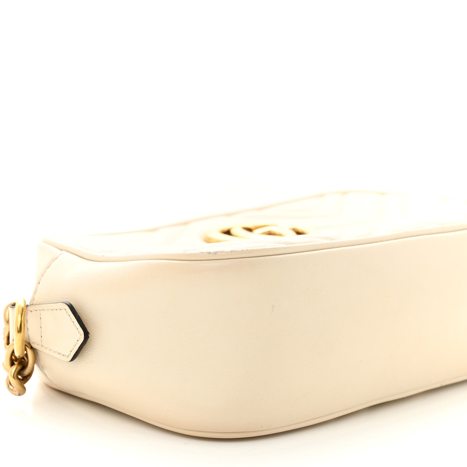 Gucci Calfskin Matelasse Small GG Marmont Chain Shoulder Bag White 9 of 13
