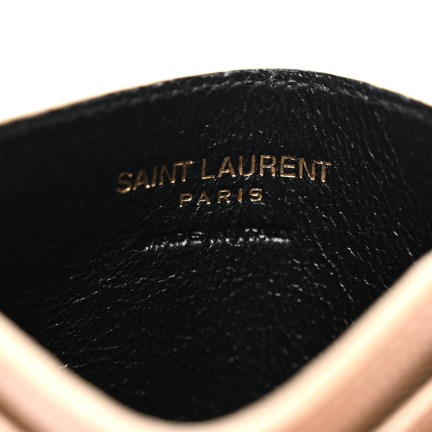 Saint Laurent Grain De Poudre Matelasse Chevron Monogram Credit Card Case Dark Beige 6 of 8