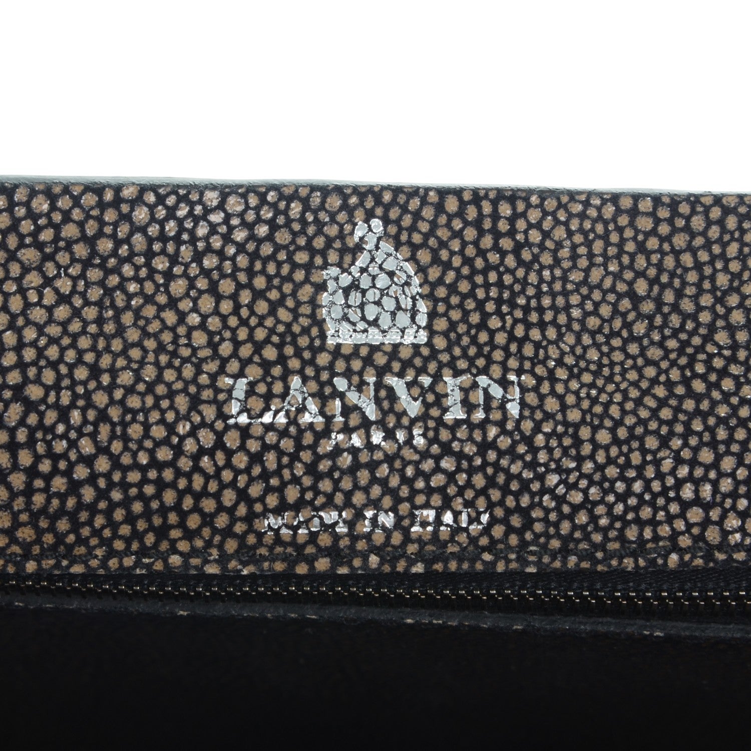 Lanvin Calfskin Galuchat Medium Happy Shoulder Bag Anthracite 6 of 7
