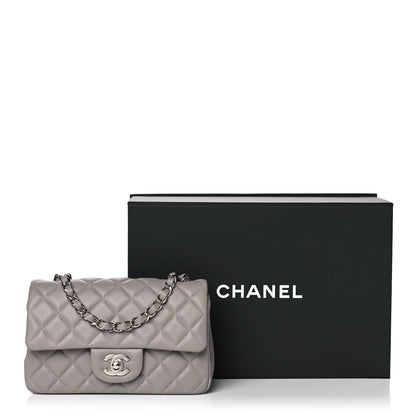 Chanel Lambskin Quilted Mini Rectangular Flap Grey 10 of 10