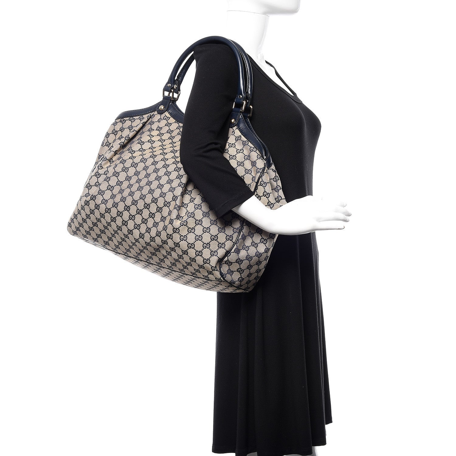 Gucci Monogram Calfskin Large Sukey Tote Beige Blue 2 of 9