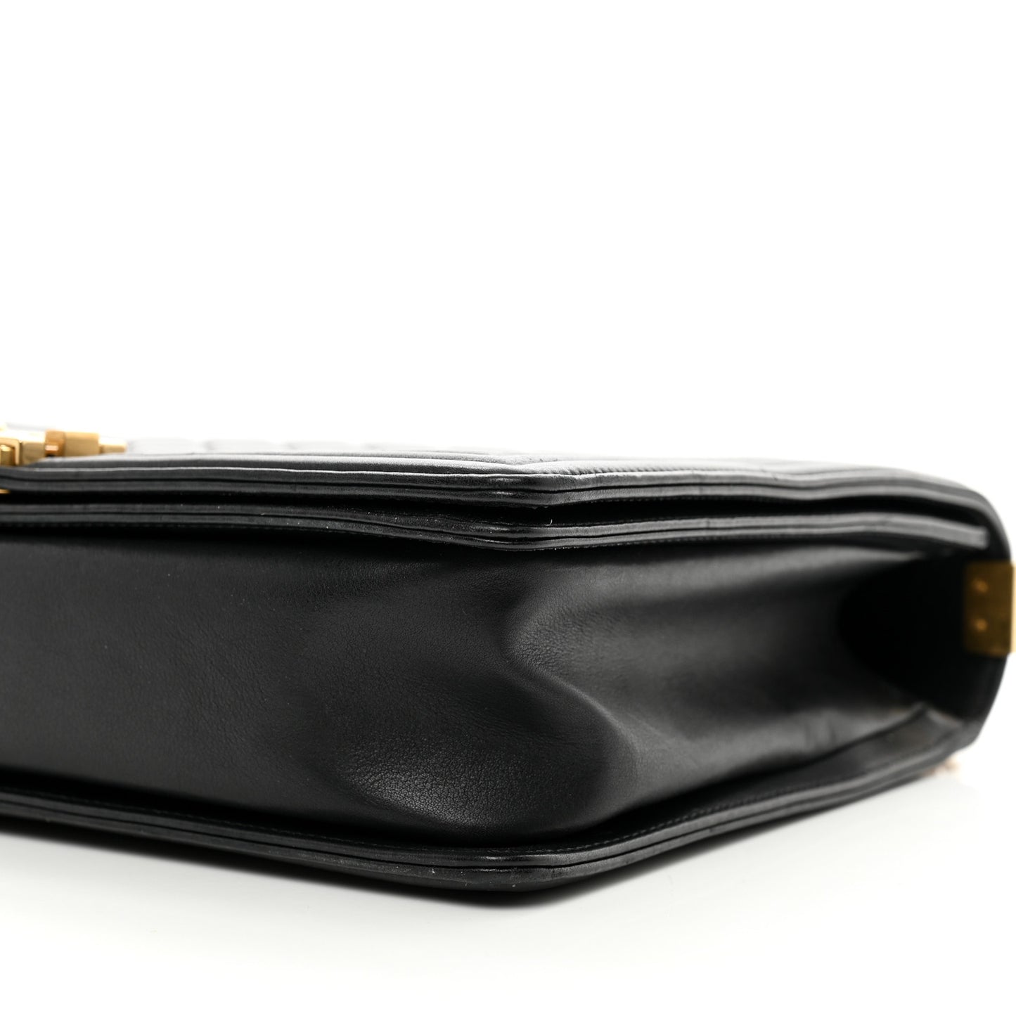 Calfskin Quilted Large Boy Flap Black