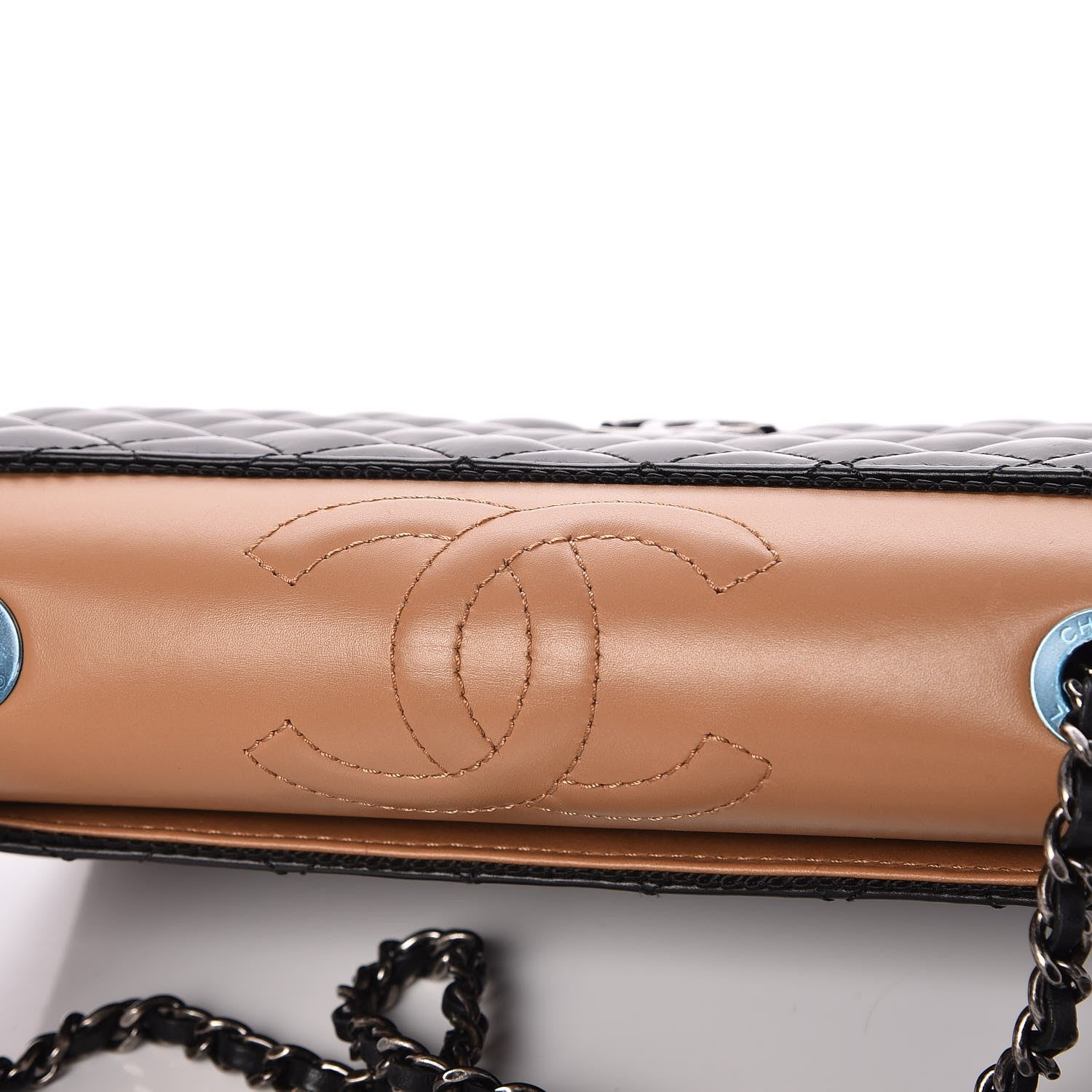 Chanel Calfskin Quilted Small Ballerine Flap Black Beige 9 of 10
