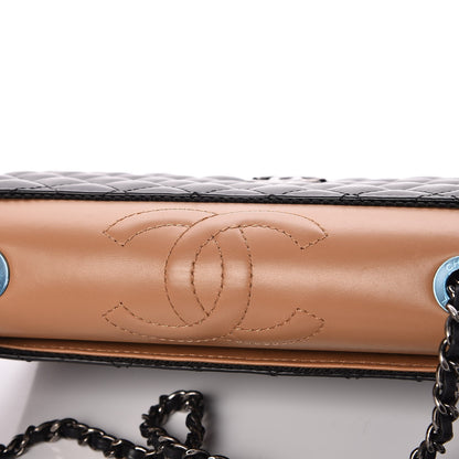 Chanel Calfskin Quilted Small Ballerine Flap Black Beige 9 of 10