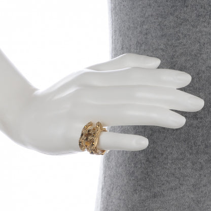 Chanel Crystal Filigree Camellia CC Ring 6 Gold 2 of 5