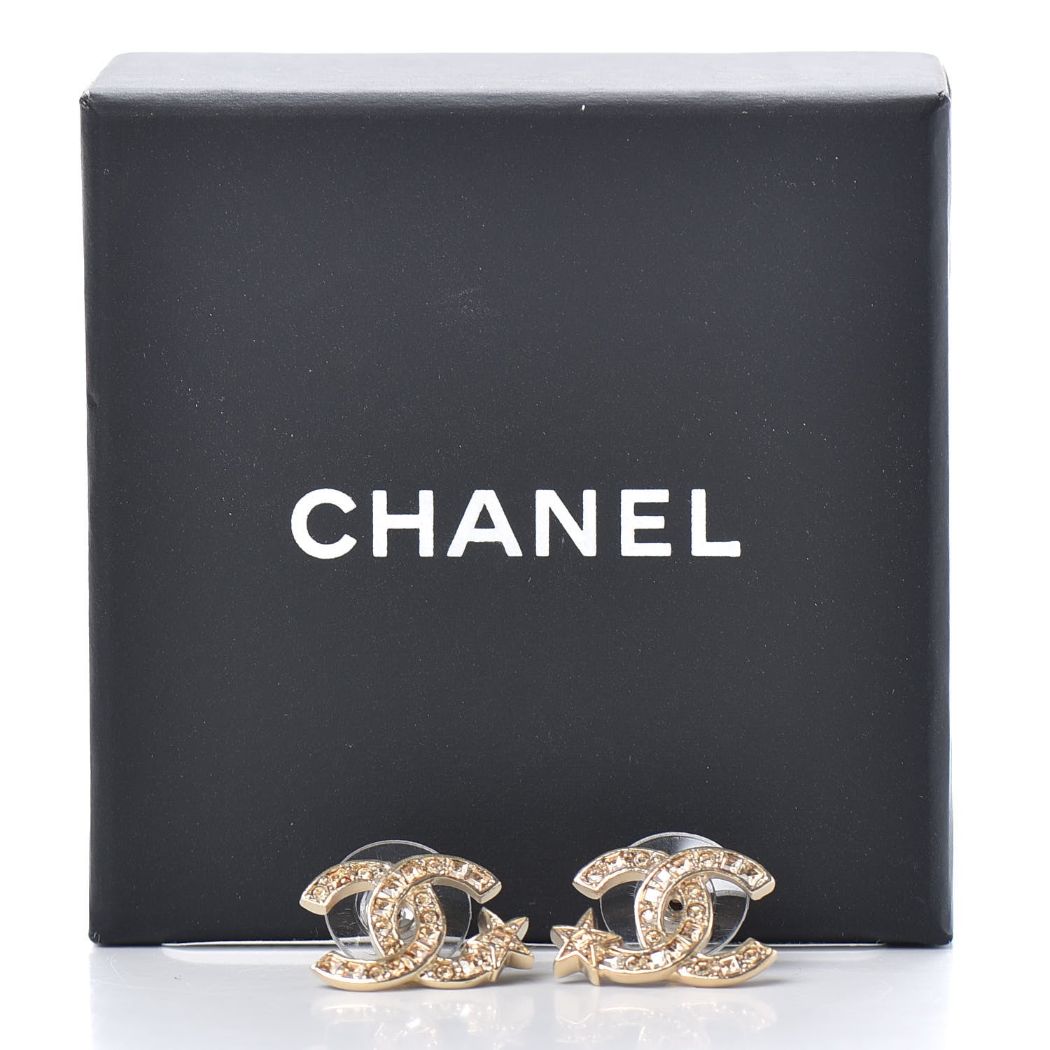 Chanel Crystal CC Starfall Earrings Gold 5 of 5