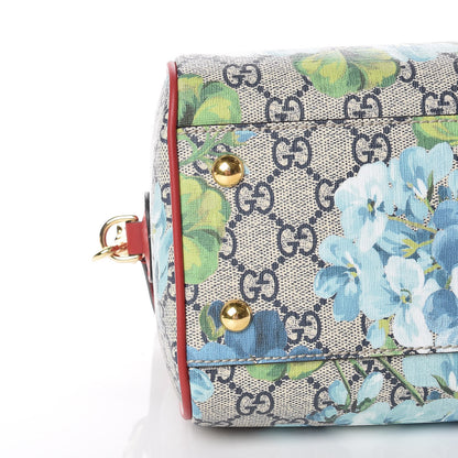 Gucci GG Supreme Monogram Blooms Small Boston Beige Blue Navy Hibiscus Red 6 of 10