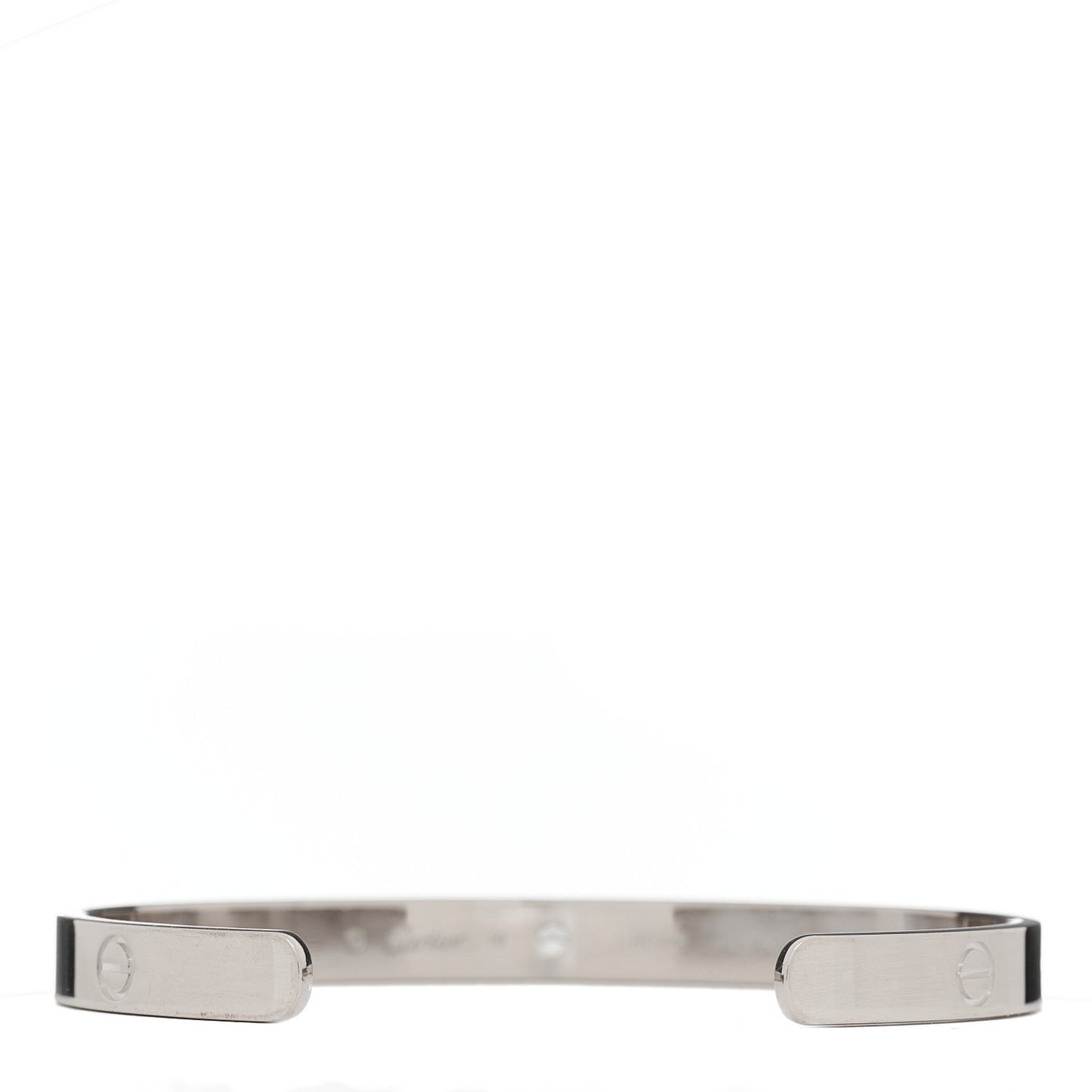 18K White Gold 1 Diamond LOVE Cuff Bracelet 19