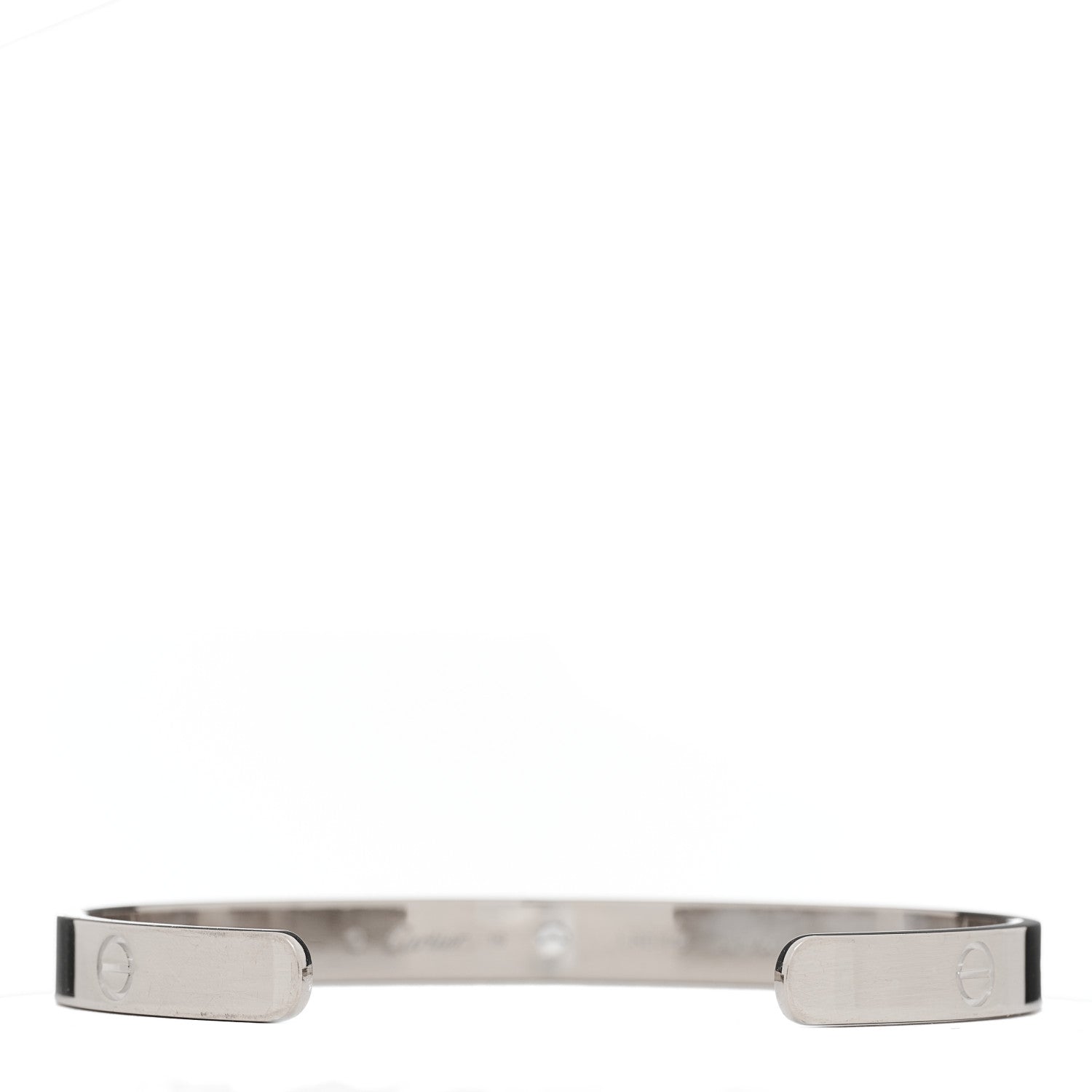 Cartier 18K White Gold 1 Diamond LOVE Cuff Bracelet 19 2 of 4