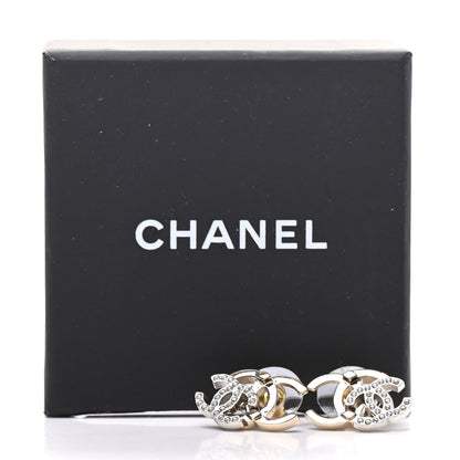 Chanel Crystal Double CC Earrings Gold Silver 5 of 5