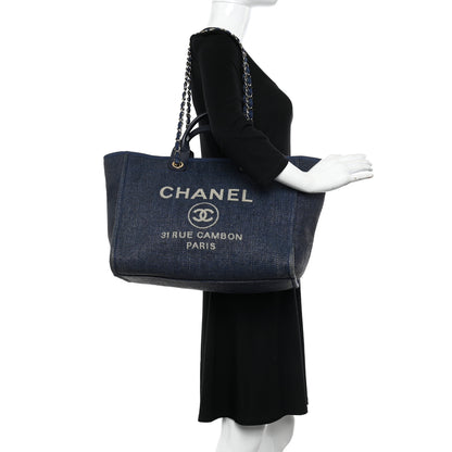 Chanel Woven Straw Large Deauville Tote Blue 2 of 14