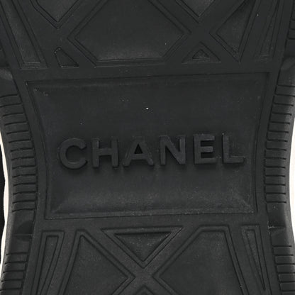 Chanel Velvet Calfskin Mixed Fibers CC Sneakers 37.5 Ivory Black 7 of 12