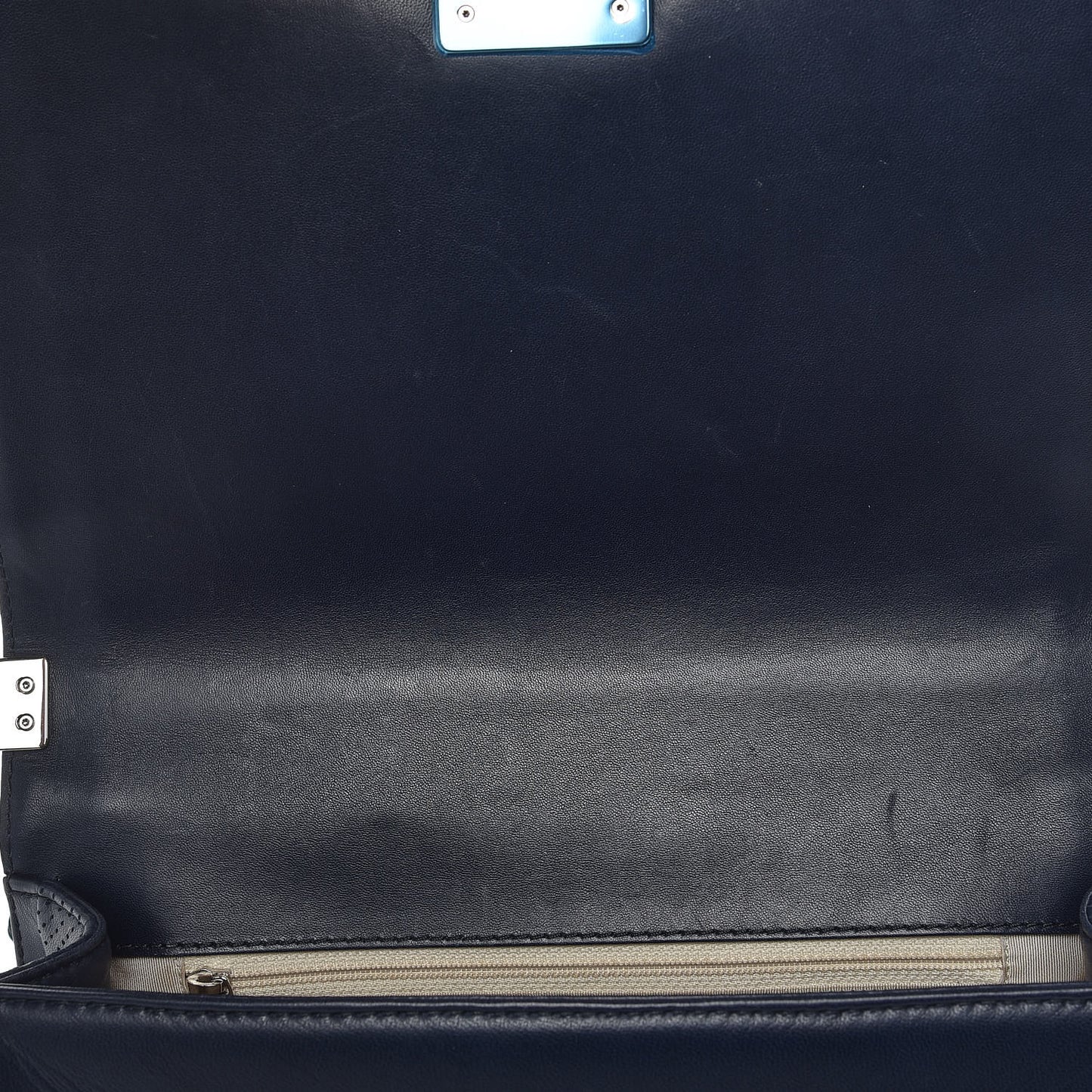 Perforated Lambskin Quilted New Medium Boy Flap Navy