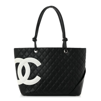 Chanel Calfskin Quilted Large Cambon Tote Black White 1 of 10