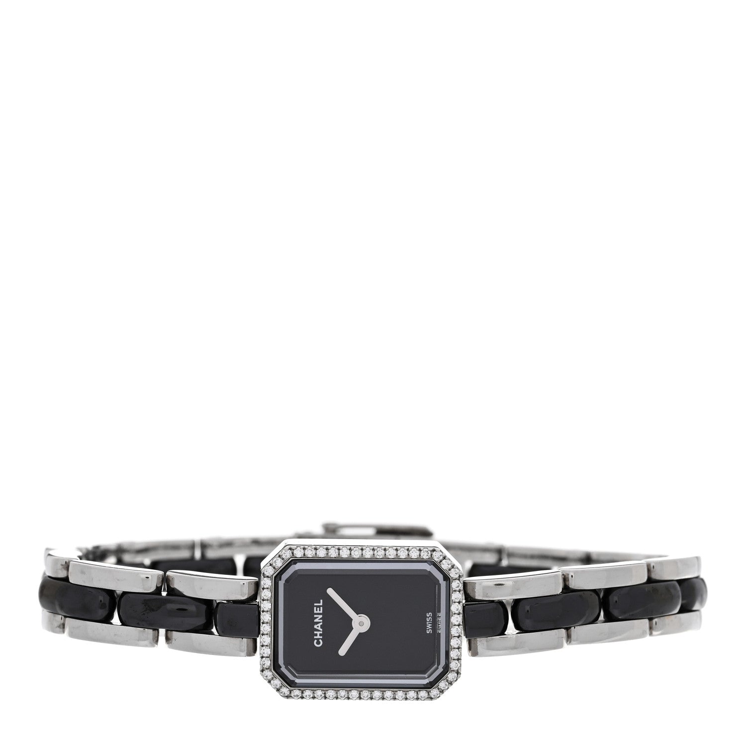 Chanel Stainless Steel Ceramic Diamond Bezel 16mm Premiere Quartz Watch Black 2 of 4