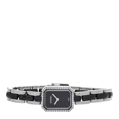 Chanel Stainless Steel Ceramic Diamond Bezel 16mm Premiere Quartz Watch Black 2 of 4