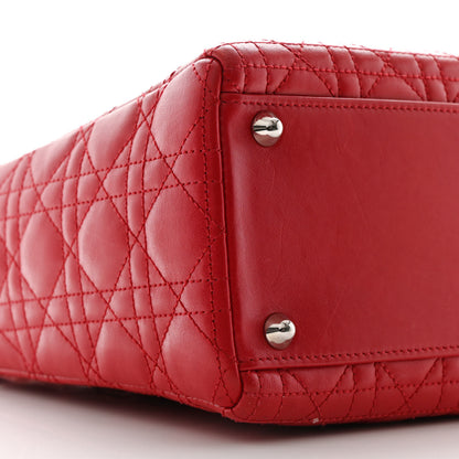 Christian Dior Lambskin Cannage Large Lady Dior Red 9 of 10