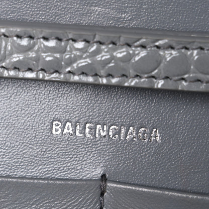 Balenciaga Shiny Calfskin Crocodile Embossed Hourglass Chain Bag Balenciaga Steel Grey 6 of 10