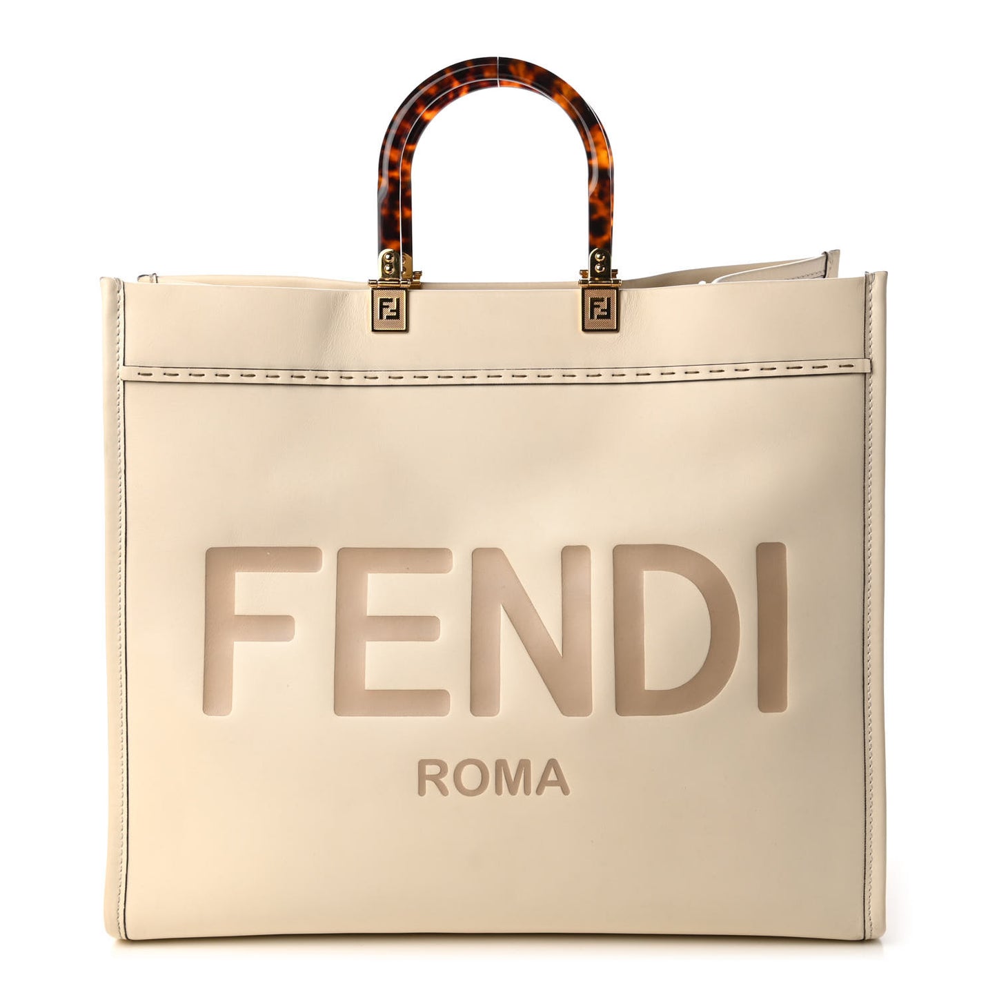 Vitello King Plexiglass Medium Fendi Sunshine Shopper Tote White Ice