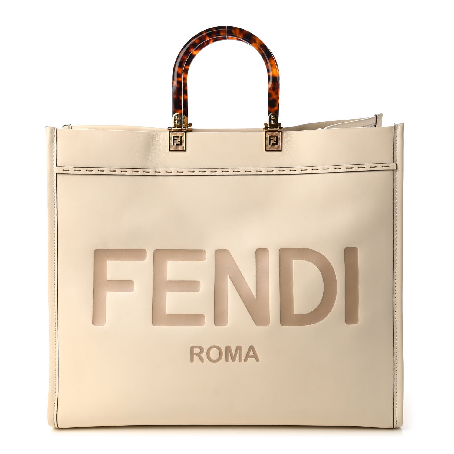 Fendi Vitello King Plexiglass Medium Fendi Sunshine Shopper Tote White Ice 1 of 10