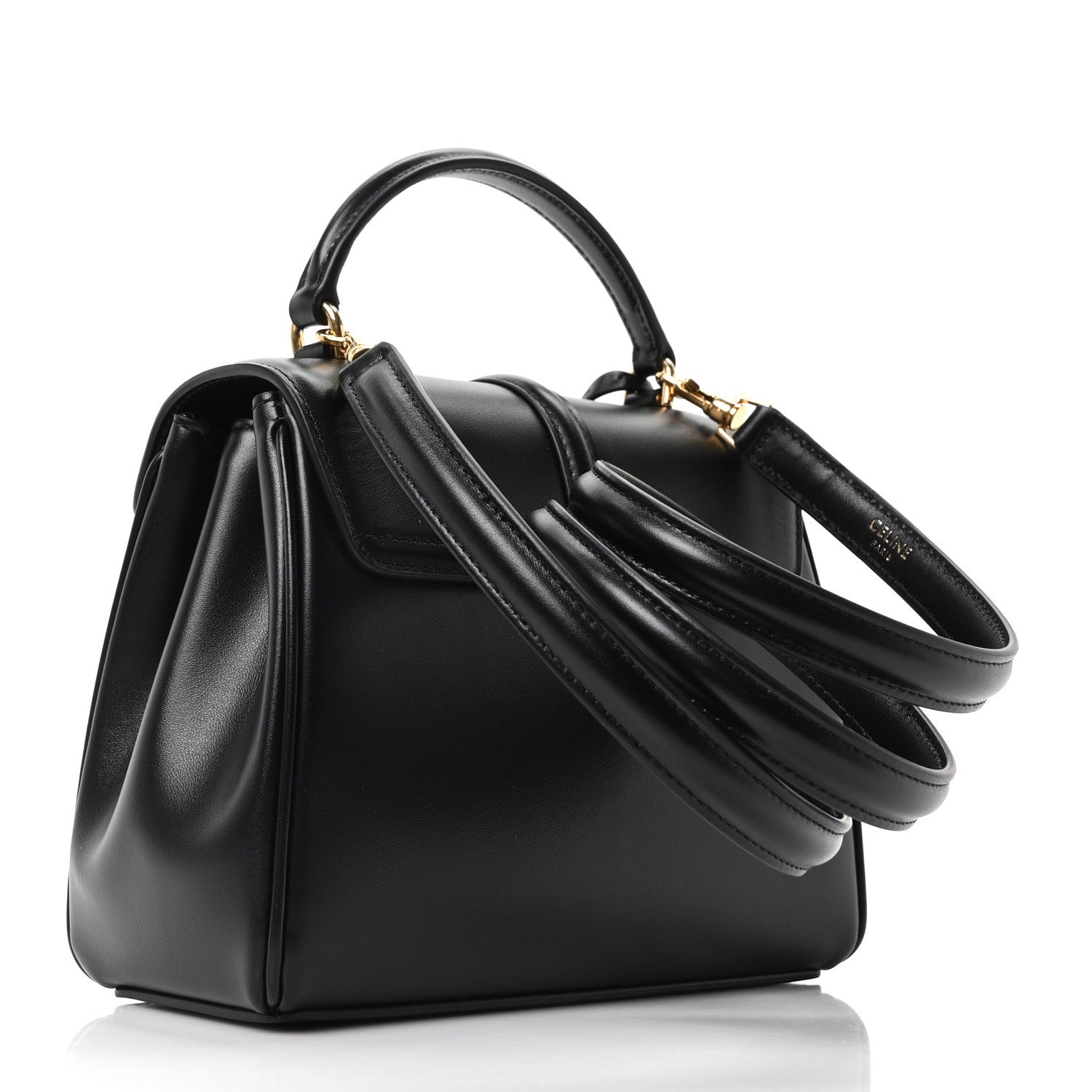 Celine Satinated Calfskin Mini 16 Top Handle Bag Black 5 of 19