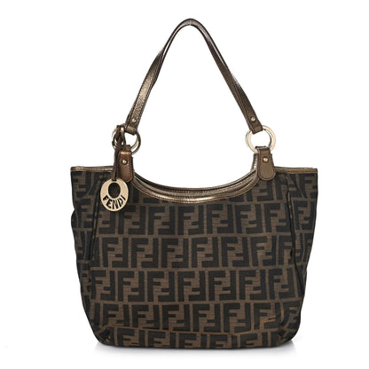 Fendi Zucca Laminated Vachetta Small Chef Shopping Tote Tobacco Bronzo 1 of 16