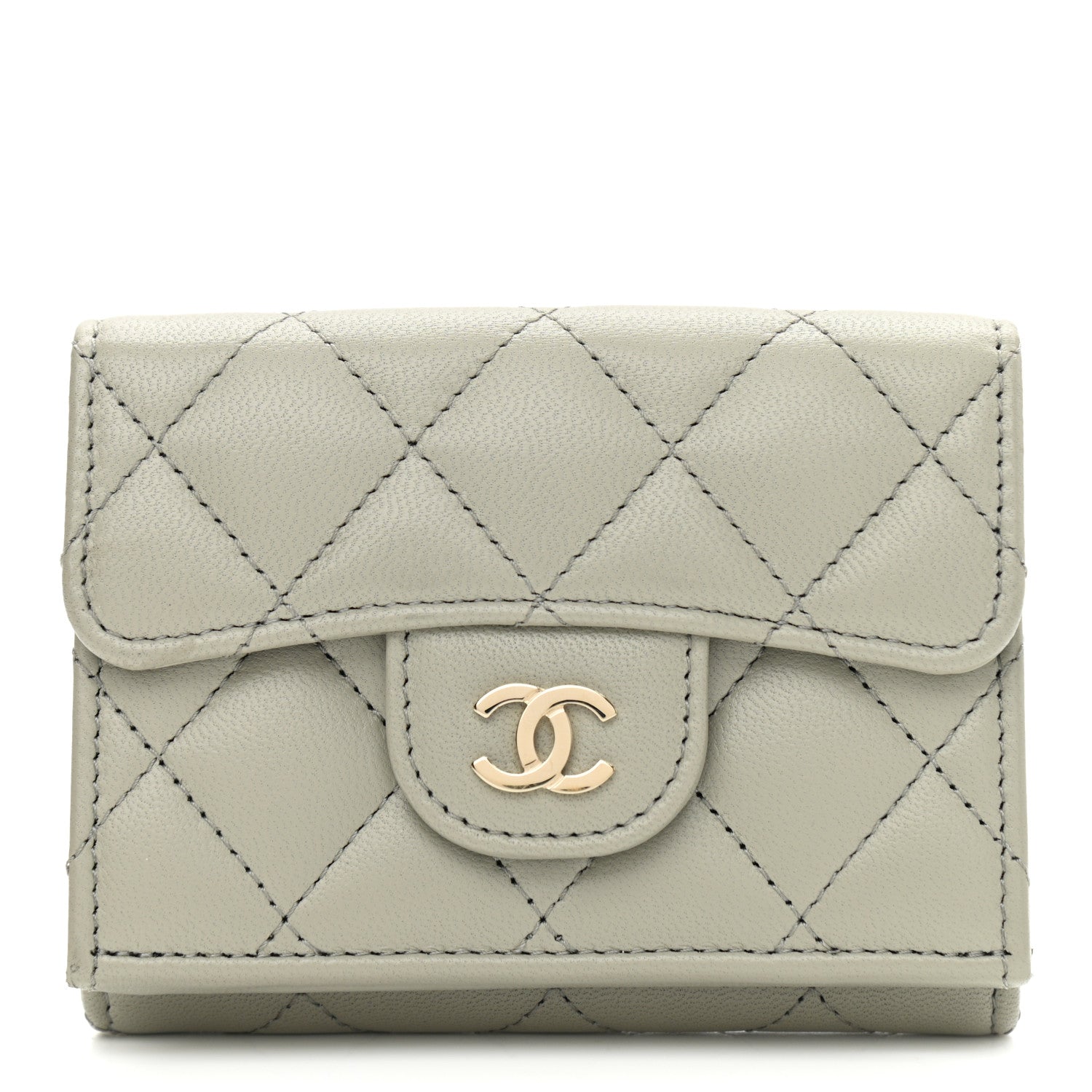 Chanel Lambskin Quilted Small Flap Wallet Grey 1 of 10