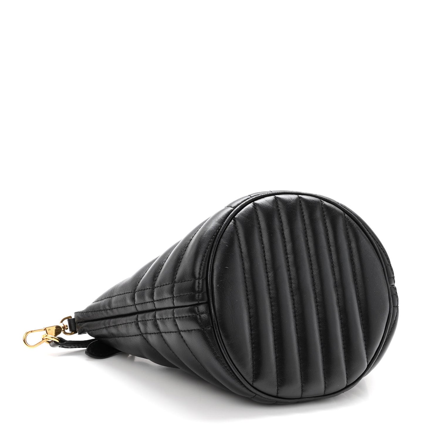 Lambskin Quilted Small Crescent Lola Bag Black