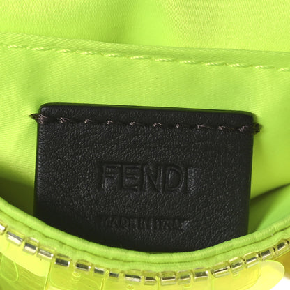 Fendi Transparent Paillettes Vitello King Nano Maxi Buckle Baguette Charm Yellow Fluo 6 of 11