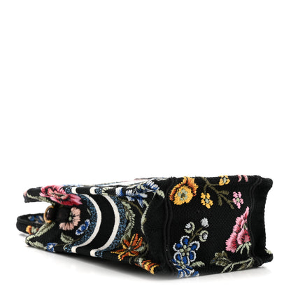 Christian Dior Raffia Embroidered Petites Fleurs Mini Book Tote Phone Bag Navy Blue Multicolor 4 of 12