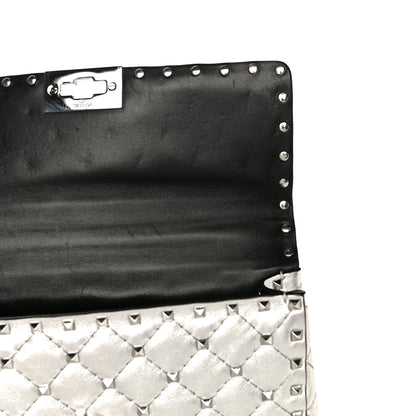 Valentino Garavani Metallic Nappa Medium Rockstud Spike Shoulder Bag Silver 10 of 13