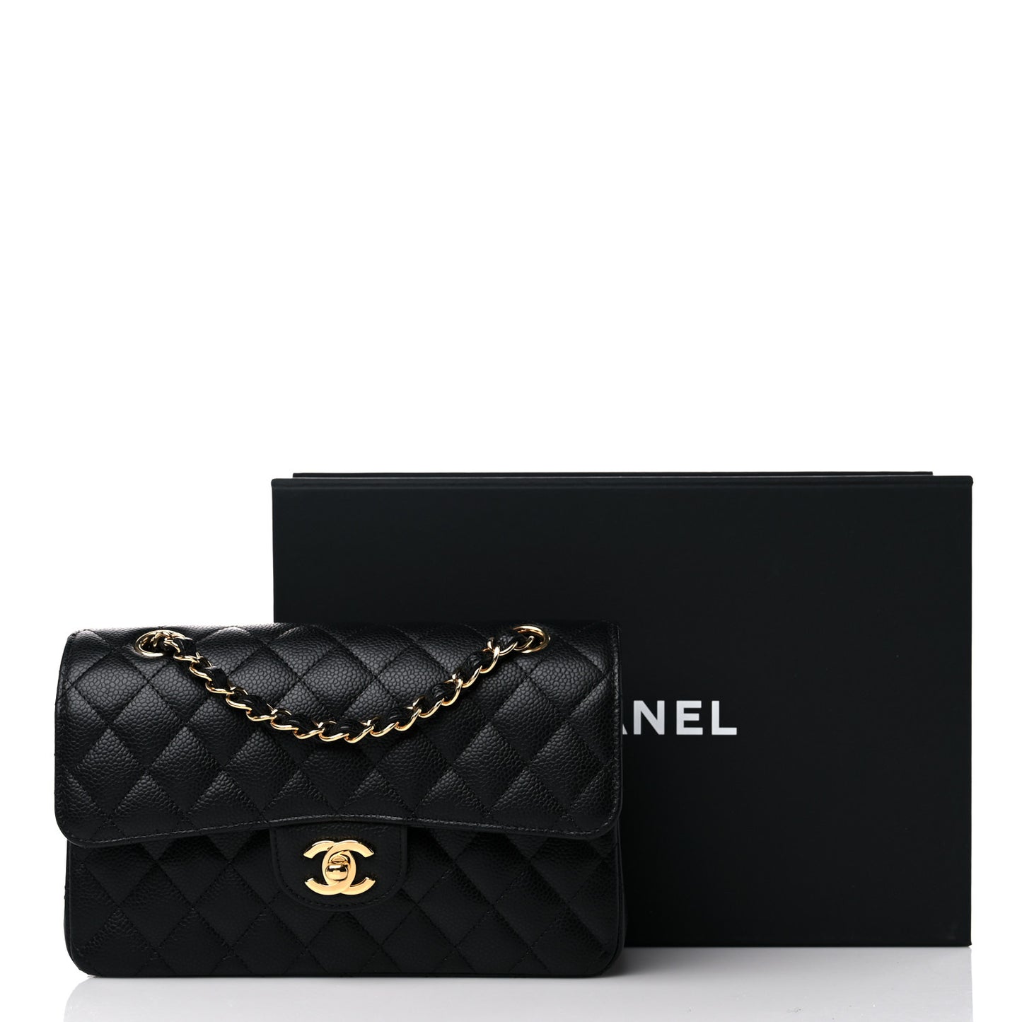 Caviar Quilted Small Double Flap Black