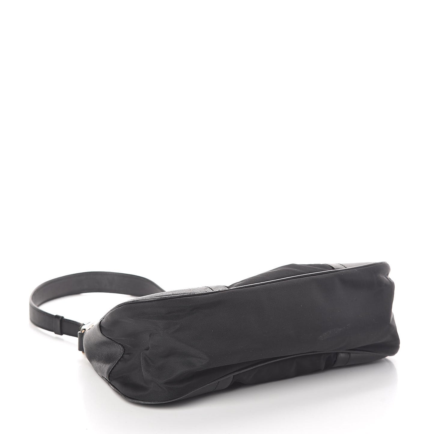 Tessuto Nylon Soft Calfskin Shoulder Bag Black