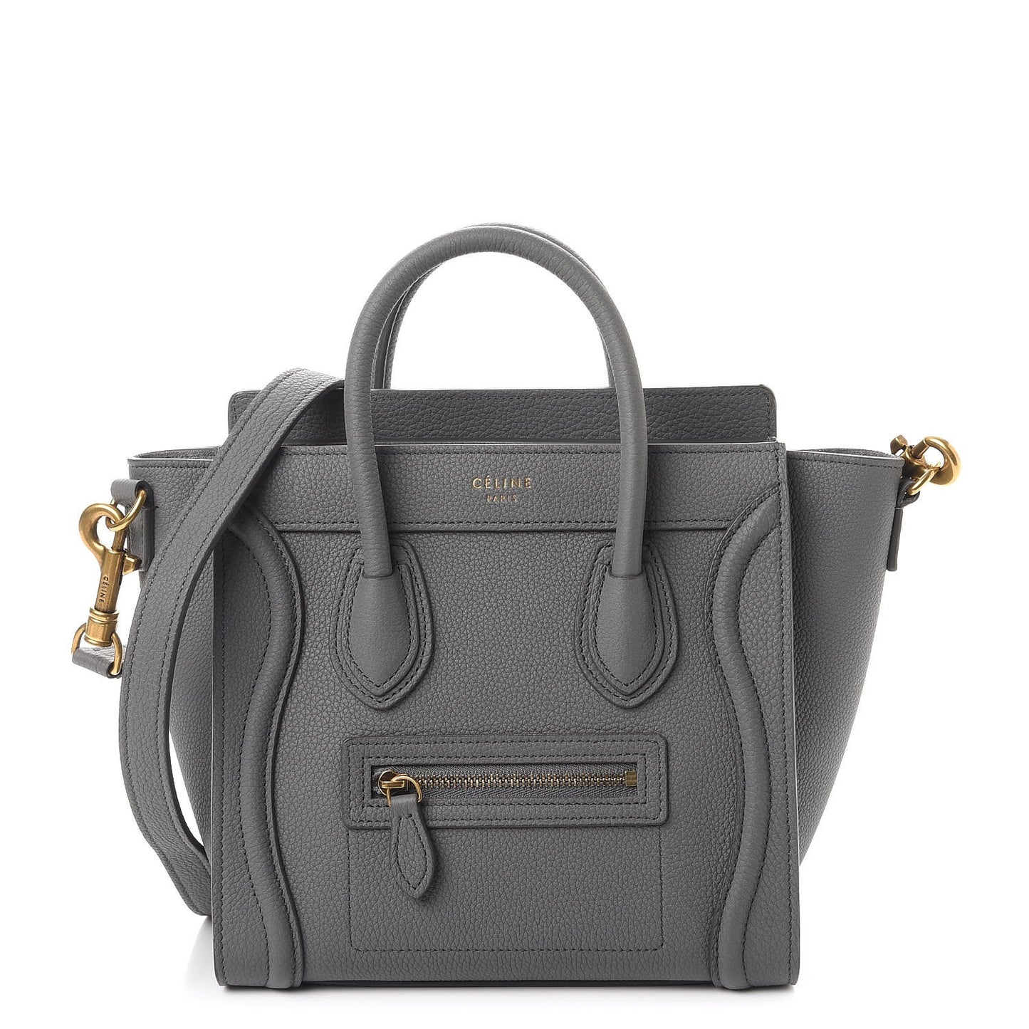 Drummed Calfskin Nano Luggage Kohl